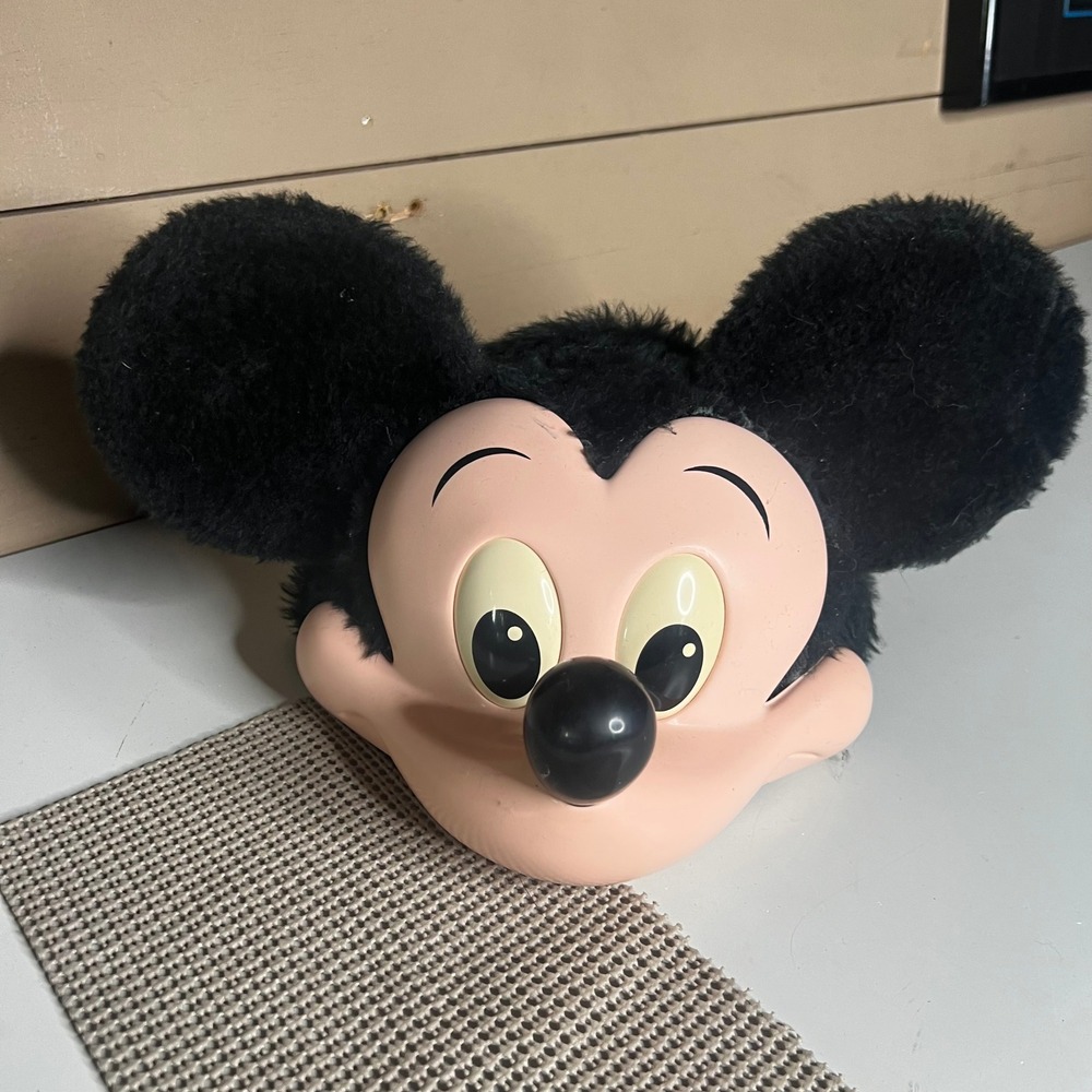 Vintage Disney Mickey Mouse 3D Plastic Face Plush Ear Trucker Snapback Hat USA